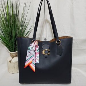 XL Black Leather Coach Theo Tote